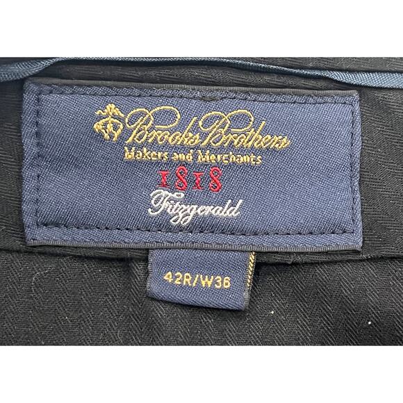 13-19 BROOKS BROTHERS Men's Fitzgerald 1818 Wool Suit Striped Black Size 42R/W36 - Picture 16 of 16